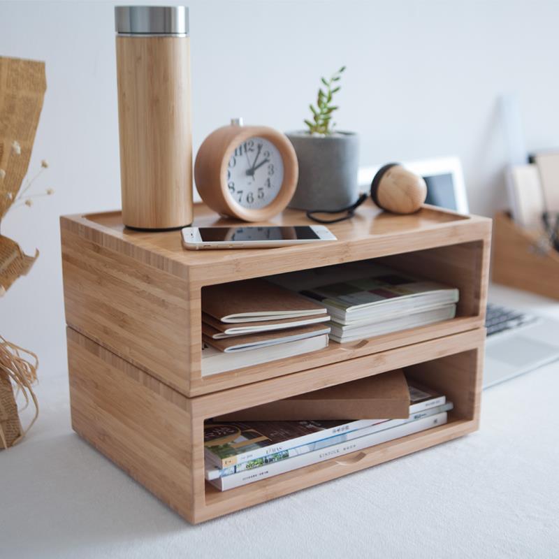 Bamboo kaappiin järjestäjä paperit ja kirjat